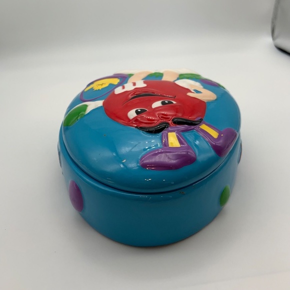 Vintage M&M Easter Red M&M Ceramic Easter Egg Shaped Dish with Lid - Picture 5 of 15
